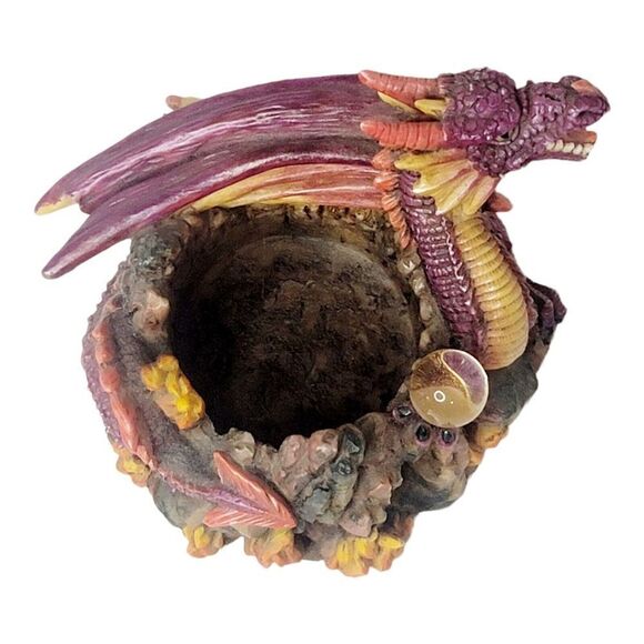 Vtg Purple Dragon Gothic Mythical Resin Candle Holder by Adams Apple Halloween - Picture 7 of 12